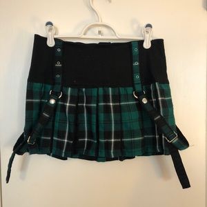 Tripp Green/Black Plaid Pleated Mini Skirt Size S